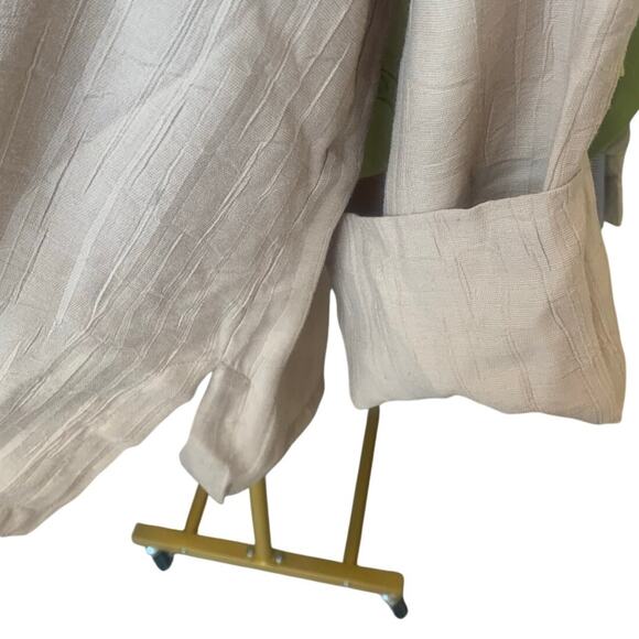 Minimalist Lagenlook Top Button Up Large Tan Jones New York Sheer Long Sleeves - Picture 8 of 8